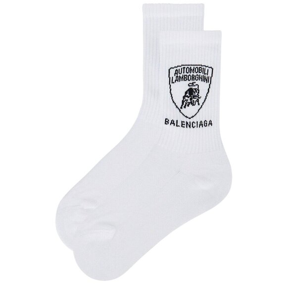 Balenciaga Lamborghini Socks in White & Black Small Unisex - Picture 7 of 7